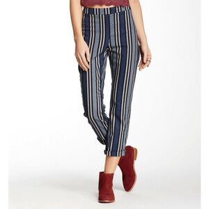 Free People Mod Linen Blend Pants Women’s Stripe Straight Leg Cropped size S